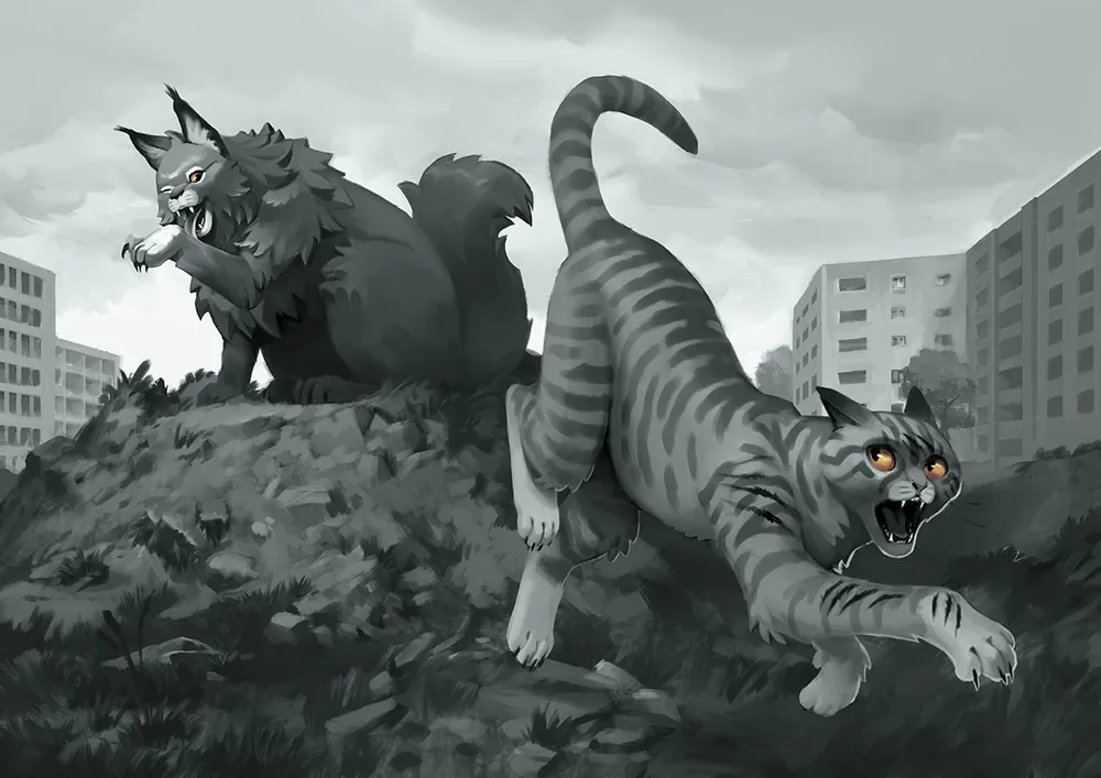 猫咪追逐插画