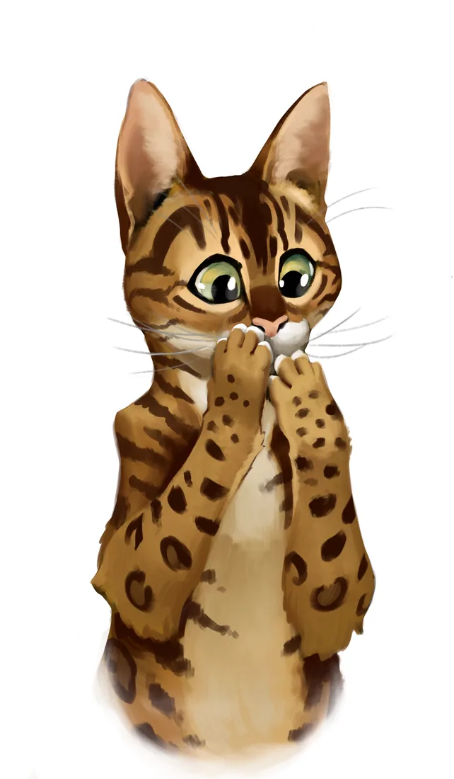 豹猫掩嘴插画